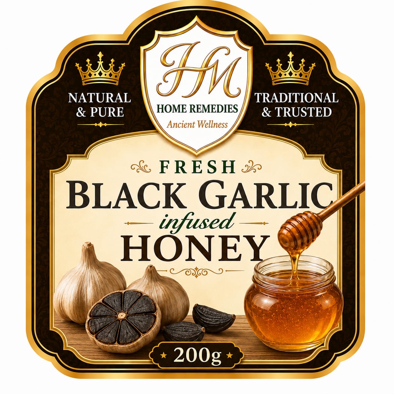 Fresh Black Garlic Infused Honey