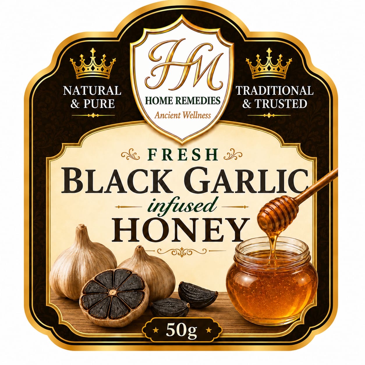 Fresh Black Garlic Infused Honey